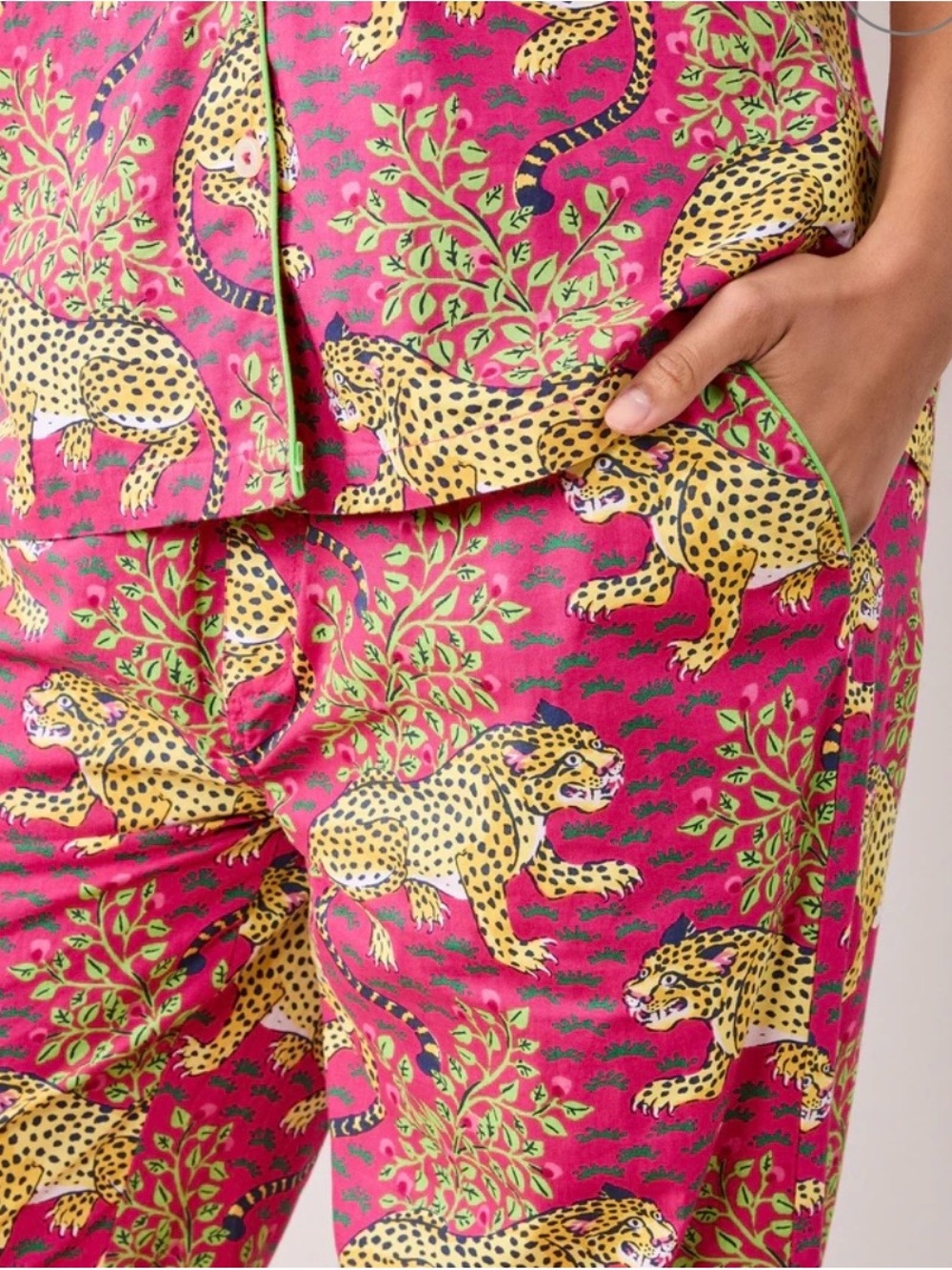 Printfresh Pink & Yellow Leopard-Print Button Pajama set - Picture 3 of 9
